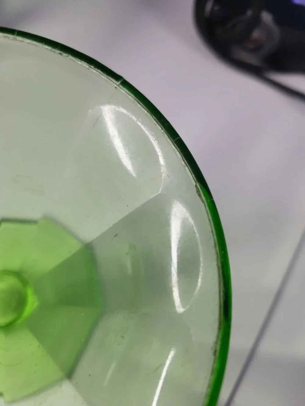 2 Vintage Federal Glass Sherbet Dish Uranium Green Depression 1920's ice cream